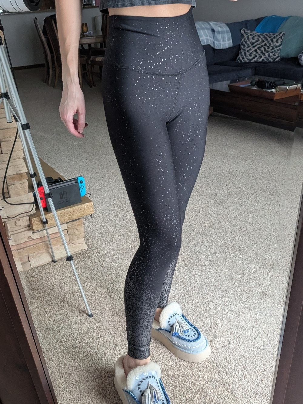 Beyond Yoga Super High-Waist Black Speckled Leggings Size M